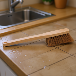 Cepillo de mano con mango largo de fibra de coco de 45 cm, cepillo de limpieza natural - Product Image 3