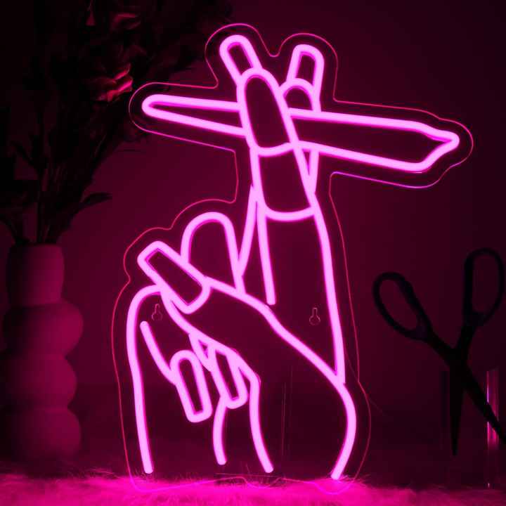 Nail Neon Sign Pink Hand LED Neon Light Wall Art Decor for Nail Salon