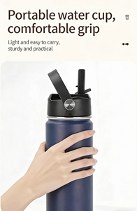 bpa free high quality Custom Double Wall <b>Insulated</b> Vacuum <b>Flask</b> Powder Coated Stainless Steel Sports Water Bottles with handle - Product Image 2