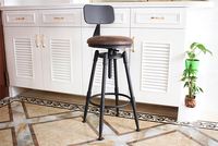 Tabouret de bar en métal de luxe contemporain, dossier en cuir réglable, tabouret haut moderne pour bar à domicile, hôtel, extérieur, repas, pivotant et stable