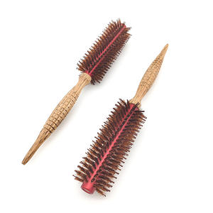 Brosse à cheveux professionnelle en gros, petite brosse ronde à poils de sanglier avec corps en aluminium pour le coiffage des cheveux courts masculins - Product Image 6