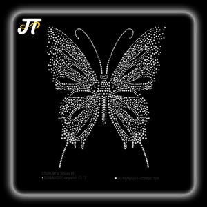 Bướm Rhinestone tim sắt-on tinh thể tùy chỉnh Truyền Nhiệt Thủy Tinh nhựa cho túi may mặc trang trí hotfix đính thiết kế - Product Image 3