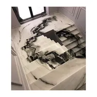Libro de mármol blanco de Panda personalizado, azulejos de escalones de interior combinados con escalera
