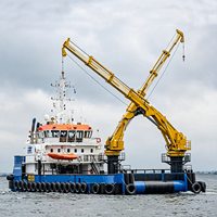 Grue télescopique marine offshore d'une tonne, rotation hydraulique à 360 degrés, télécommande sans fil avec moteur et boîte de vitesses pour bateau