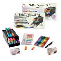 Lot de 33 Marqueurs Métalliques Double Pointe Couleurs Variées, Kit de Peinture Aquarelle Scintillante pour Enfants et Adultes, Artisanat, Dessin, Papeterie Scolaire