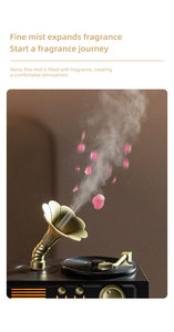 Light Wood Grain Phonograph Essential Oil <strong>Diffuser</strong> Moving Trumpet Ultrasonic <strong>Bluetooth</strong> <strong>Speaker</strong> <strong>Diffuser</strong> - Product Image 3