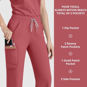 Conjunto de Uniformes Médicos para Mujer FOXA, Top Polo con Cierre y Pantalones Rectos de Mezcla de Algodón - Product Image 6