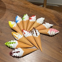 Modelo de Helado de Plástico de 21 cm, Doble, Suave, Simulación de Cono de Waffle, Chocolate y Vainilla, Comida Falsa, Decoración Retro