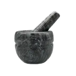 10,5*8 cm 4,1*3,1 Zoll einzigartiger dunkelgrauer Stößel-und Mörser marmor im Großhandels preis