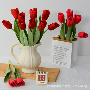Tulipes artificielles Laixing en soie, fleurs au toucher réel, décoration de mariage et de maison 2024 - Product Image 4