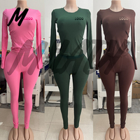 Ensemble 2 Pièces Moulant Femme Personnalisé Logo pour Vêtements : T-shirt Skinny, Legging Côtelé Maille, Tenue Sportive et Détente pour Femmes