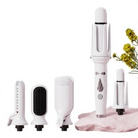 Fer à boucler et à lisser 5-en-1 à revêtement céramique double usage, kit de bouclage longue durée pour boucles 'corn curl' et 'egg roll', 50W, filaire AC