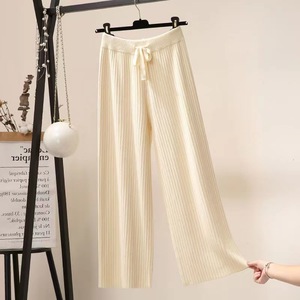 Nuovi Pantaloni Invernali ed Autunnali in Maglia a Taglia Unica a Gamba Larga Vita Alta con Taglio Dritto Verticale Lunghi da Donna - Product Image 2