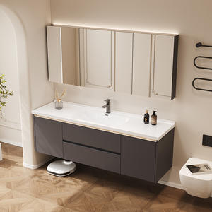 Meuble-lavabo mural moderne, étanche, écologique et durable avec miroir intelligent, en contreplaqué de qualité hospitalière, pour salle de bain - Vente en gros - Product Image 3