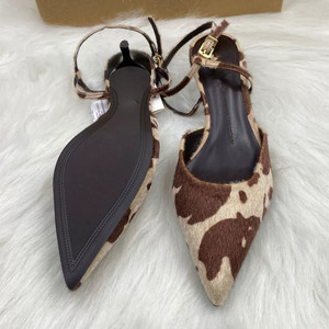 Cow Print <b>Closed</b>-<b>Toe</b> Women's Sandals Thin <b>Heel</b> Backless Summer, European & American Style Kitten <b>Heel</b> Pumps - Product Image 2