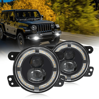 HYNBYZJ Lampe de travail de haute qualité 4iinch Led antibrouillard C0B Dual Color DRL Turn Sighnal Driving Fog Light pour voiture universelle