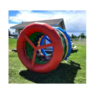 Outdoor Team Building Game Inflatable Land Rolling Wheel / Water Play Equipment Inflatable Water Walking Roller for Kids/Adults