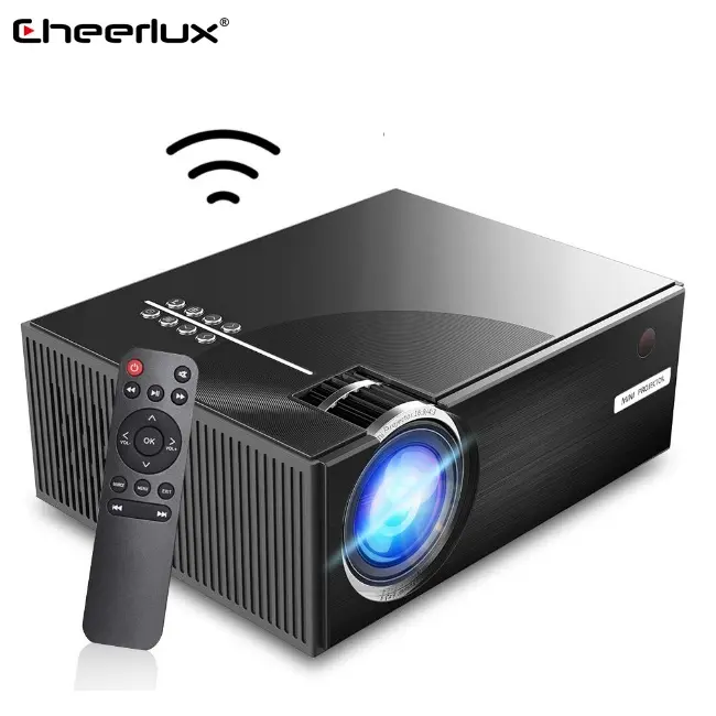 Cheerlux projetor de led 720p com wifi, mini projetor portátil de filmes com suporte a 1080p, conexão com smartphones para área externa em casa