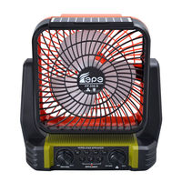 Eletree FP-336-S Ventilateur portable avec haut-parleur, radio solaire AM FM SW1 SW2 et lampe de lecture