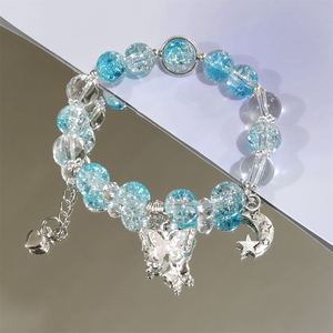 Pulsera de Cuentas de Cristal Roto INS Fantasy Popcorn con Dije de Mariposa y Luna, Color Degradado, para Niñas y Mujeres, Pulseras de la Amistad, Joyería - Product Image 6