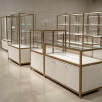 Présentoir de bijoux d'exposition portable personnalisé avec comptoir en verre LED