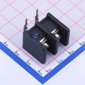 DBT30R-10.0-2P-BK-P Barrier Terminal Block Bent Lead Through Hole,P=10mm Connector Two Sides 10mm 1x2P Right Angle Pin - Product Image 1
