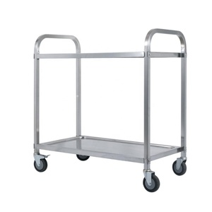Chariot de salle à manger de cuisine à 2 niveaux en acier inoxydable SS201 pour hôtels restaurants prix de gros d'usine pour servir le transfert de nourriture - Product Image 2