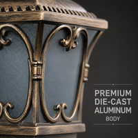 Lampe de jardin extérieure antique, IP65, étanche, en aluminium moulé sous pression, lampadaire vintage pour projet de villa de luxe