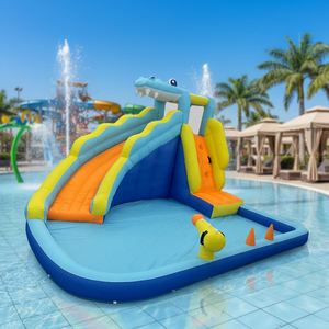 Toboggan gonflable, mur d'escalade gonflable, toboggan pour enfants avec canon à eau et piscine à jets d'eau pour la cour - Product Image 1