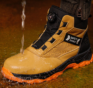 أحذية أمان مقاومة للانزلاق للخريف ، أحذية أمان مقاومة للماء من جلد البقر ، مصنوعة من الفولاذ المقاوم للصدأ ، نعل مطاطي من EVA - Product Image 4