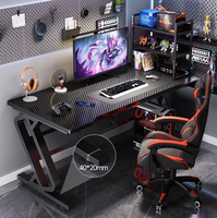 Grand bureau moderne ergonomique à DEL pour PC de jeu étagère de rangement en bois pour bureau à domicile Table d'ordinateur d'angle simple
