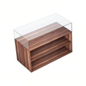 ตู้โชว์ไม้สไตล์โมเดิร์น 110x55x75 ซม. พร้อมกระจกนิรภัยด้านบน สำหรับจัดเก็บแบบโมดูลาร์ - Product Image 2