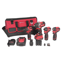 Juego de Herramientas Inalámbricas Multiusos 4 en 1 con Batería de Iones de Litio: Taladro de 60N.m, Llave de Impacto de 850N.m, Atornillador de Impacto de 200N.m en Bolsa de Nailon