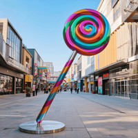 Sculpture de bonbons grandeur nature en fibre de verre, statue géante en résine durable pour vitrine de magasin de détail
