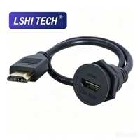 LSHITECH M20/21/22/ HD 4K 60HZ Connecteur d'interface multimédia étanche IP67 pour montage sur panneau automobile, prise aviation