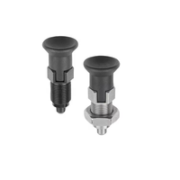 Plongeur d'index à ressort fileté noir en acier au carbone M6 M8 M10 M12 usiné CNC avec bouton en plastique