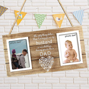 <span class=keywords><strong>Cadre</strong></span> photo en bois rustique, <span class=keywords><strong>papa</strong></span> et enfant, cadeau idéal, nouveau - Product Image 3