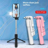 Nouveau R1s Selfie Stick trépied en aluminium appareil photo numérique téléphone trépied support Mobile support de téléphone avec lumière pour faire de la vidéo