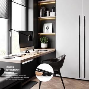 Poignée de porte de placard moderne minimaliste noire de luxe à encastrer avec poignée longue pour armoire - Product Image 2