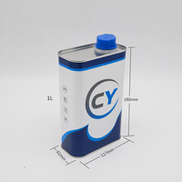 Bidon métallique carré de 1L, bidon rectangulaire personnalisé imprimé avec bouchon à vis en plastique pour peinture automobile et lubrifiant d'usine