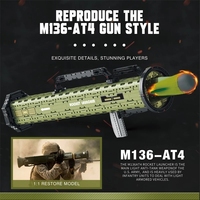 Reobrix 77027 M136-AT4 GUN, Arma Militar, Bloques de Construcción de Bazuca, Serie de Morteros y Cañones, Juguetes de Armas Pesadas del Ejército de la Segunda Guerra Mundial para Niños