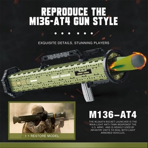 Reobrix 77027 M136-AT4 GUN, <span class=keywords><strong>Arma</strong></span> Militar, Bloques de Construcción de Bazuca, Serie de Morteros y Cañones, Juguetes de Armas Pesadas del Ejército de la Segunda Guerra Mundial para Niños - Product Image 5