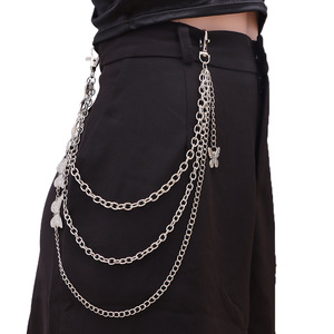 โซ่คาดเอวรูปผีเสื้อหลายชั้น สไตล์พังก์ โลหะสีขาว K เงินทิเบต แฟชั่นสำหรับทุกเพศ ใส่ได้ทุกวัน - Product Image 3