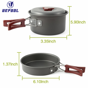 Ultra-luz de cobre de utensilios de cocina de la india 4-6 personas acampar al aire libre juego de cocina utensilios de cocina no-stick ollas sartenes - Product Image 4