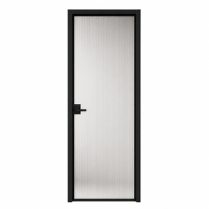 Puerta Interior de Diseño Simple <span class=keywords><strong>Alucasa</strong></span>, Puerta de Baño Individual de Aluminio, Puerta Interior de Vidrio Abatible para Baño, Puertas Interiores con Marco - Product Image 1