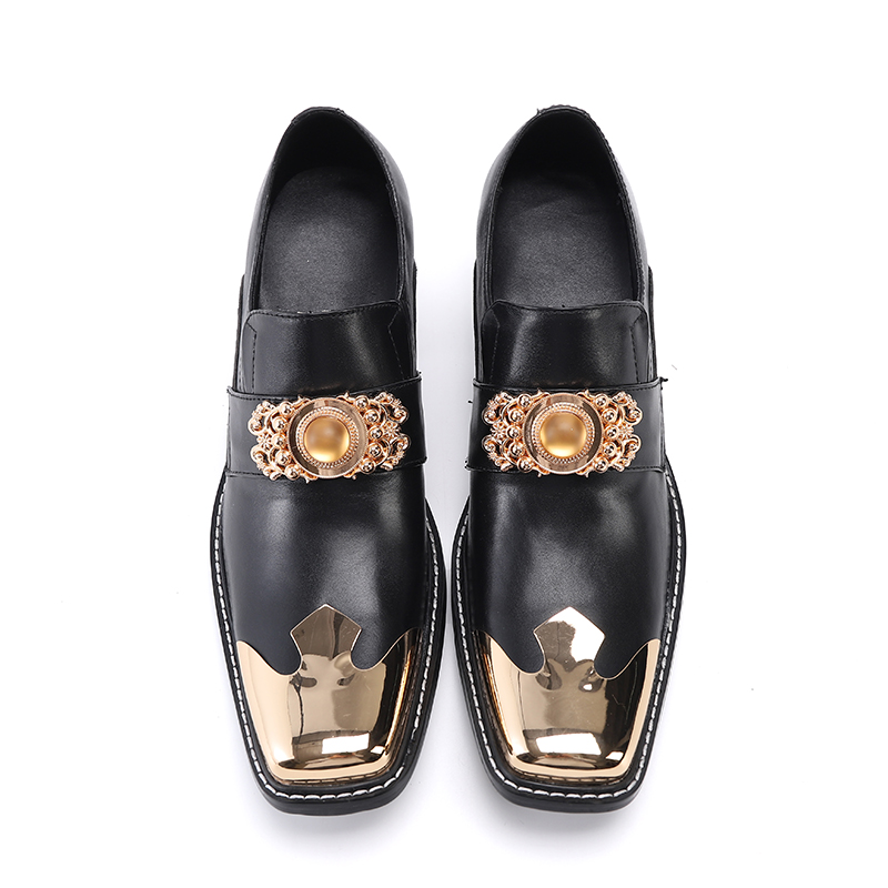 black dress shoes with gold accents Successos Black/Gold Men's Red Bottom Dress Shoes Sizes 7-15 – CC Suits