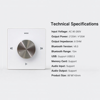 Amplificateurs audio muraux miniatures Zhiku 86 pour panneau de commande de musique TF AUX, haut-parleurs de plafond stéréo, contrôleur de cinéma maison