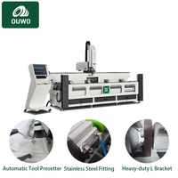 Machine de perçage et de fraisage CNC OUWO 3200 mm avec table de travail rotative pour la fabrication de fenêtres et de portes en aluminium, cuivre et PVC