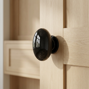 Minimalist Black Round Cabinet Knob Glossy Metal Door Handle for Wardrobe <b>Storage</b> Furniture Modern Designs Home Accessories - Product Image 1