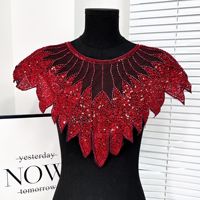 Broderie Corsage Écussons Strass Lourds Col Tulle Dentelle Col 3D Applique pour Robe Accessoires de Vêtements